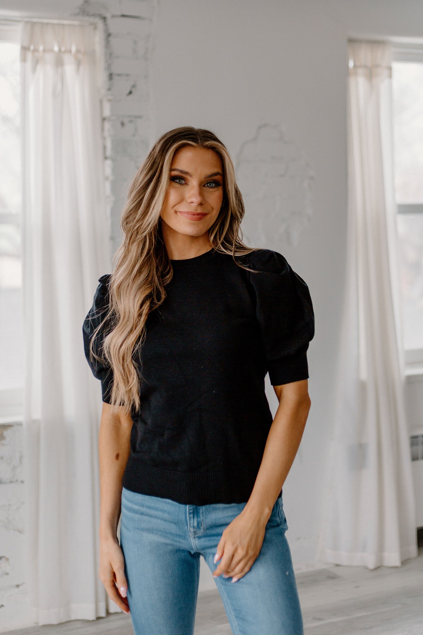 Lyssa Puff-Sleeve Top