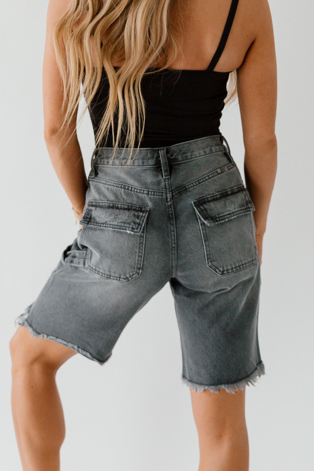 Kancan Dark Gray Utility Bermuda Shorts