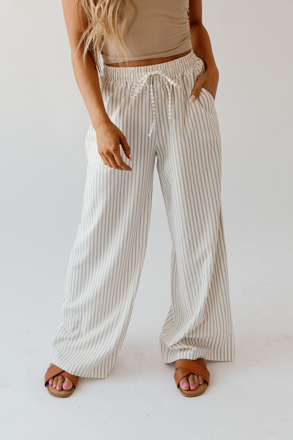 Luna Wide-Leg Pinstripe Pants