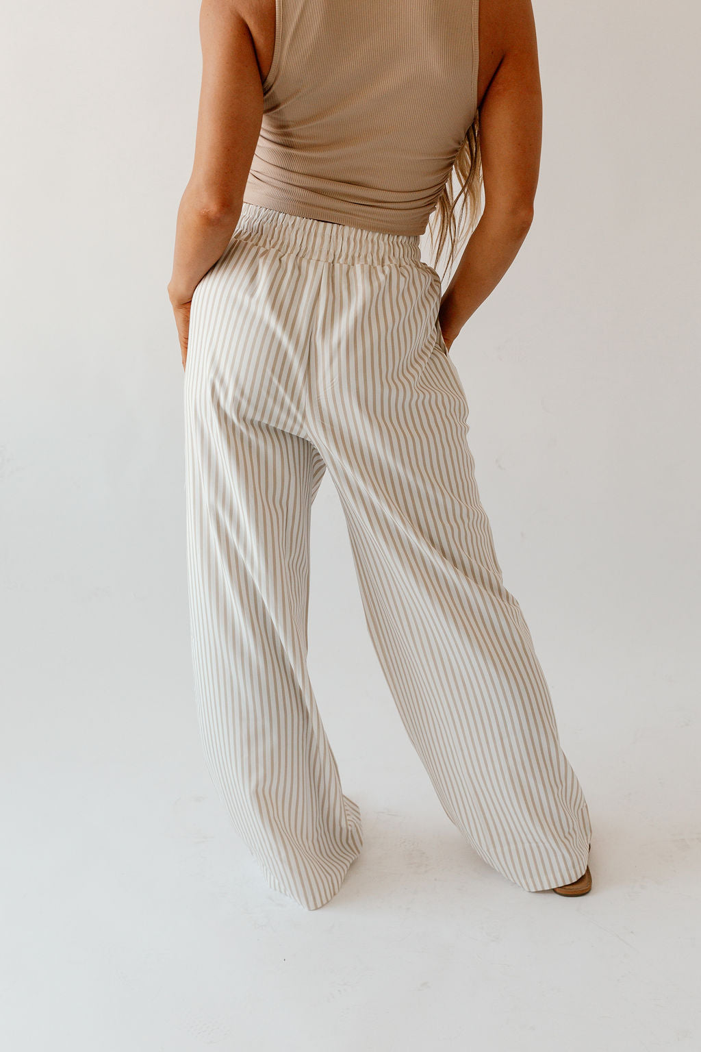 Luna Wide-Leg Pinstripe Pants
