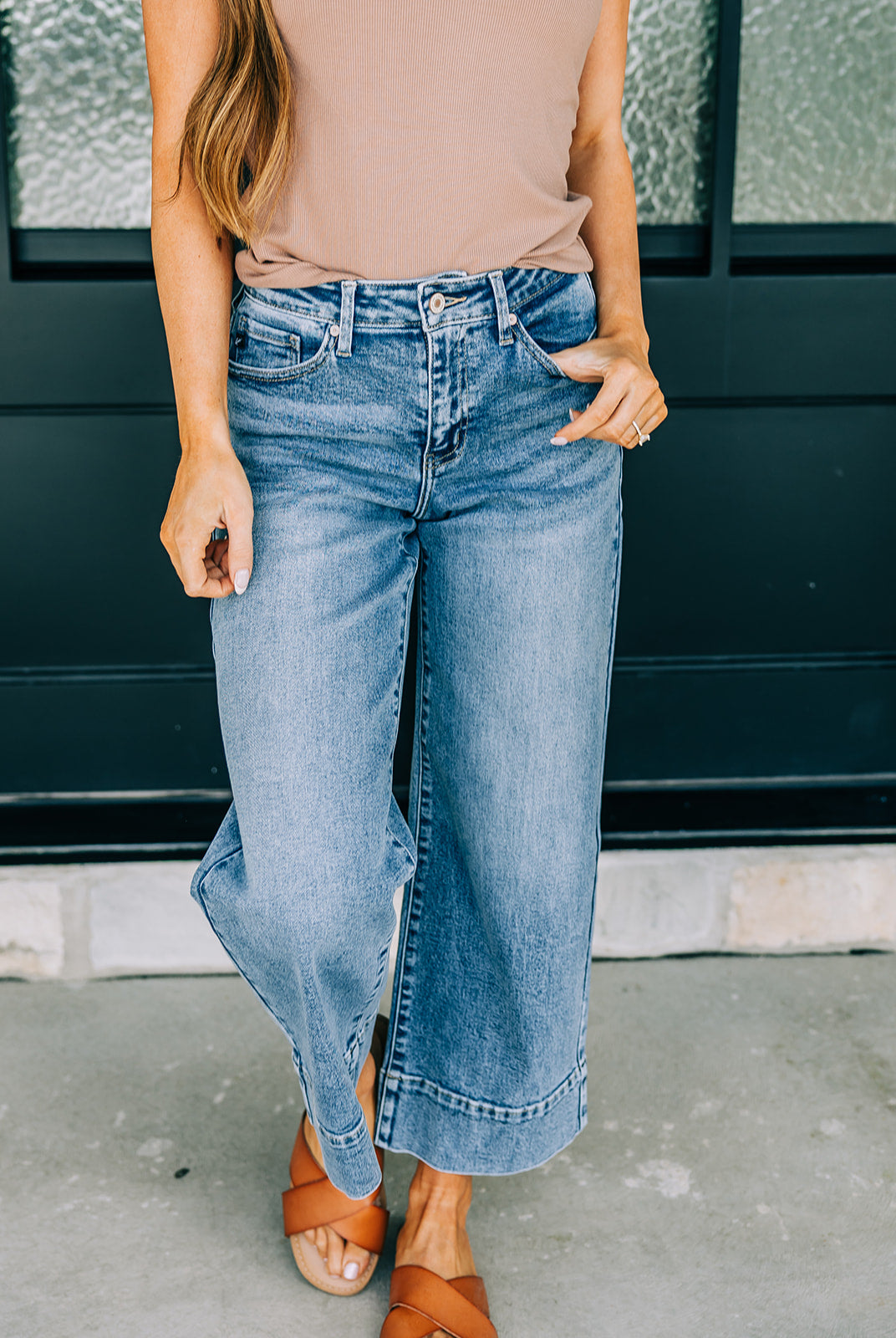 Kancan High-Rise Crop Wide-Leg Jeans