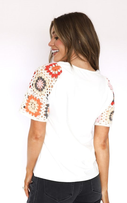 Laure Crochet Sleeve Top