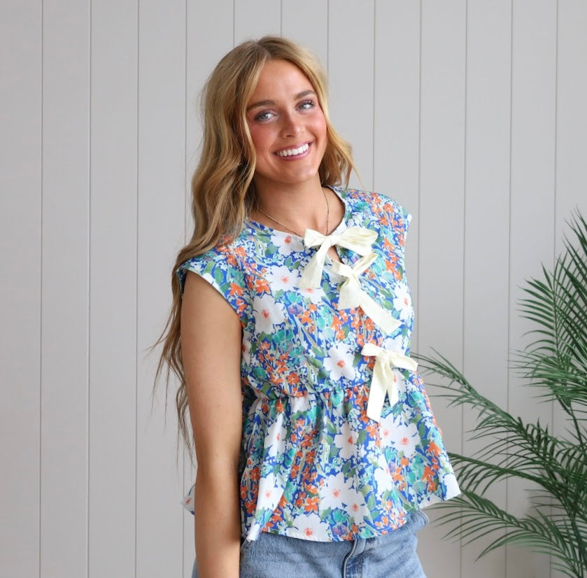 Hannah Floral Tie Top