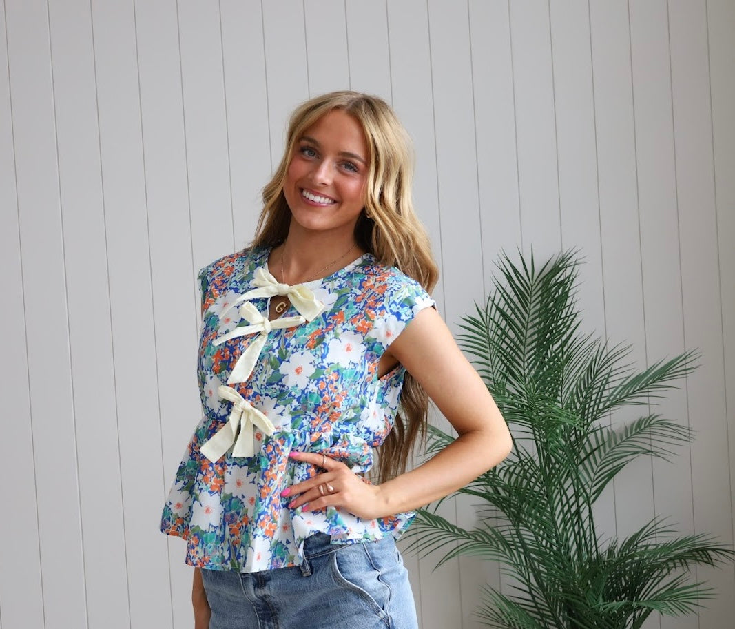 Hannah Floral Tie Top