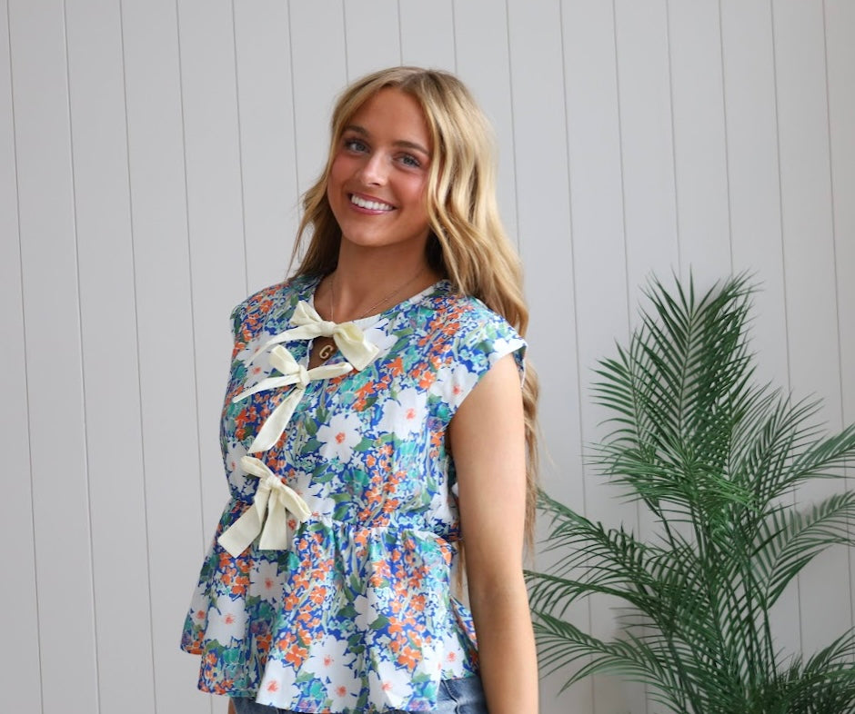Hannah Floral Tie Top