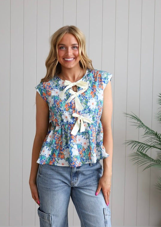 Hannah Floral Tie Top
