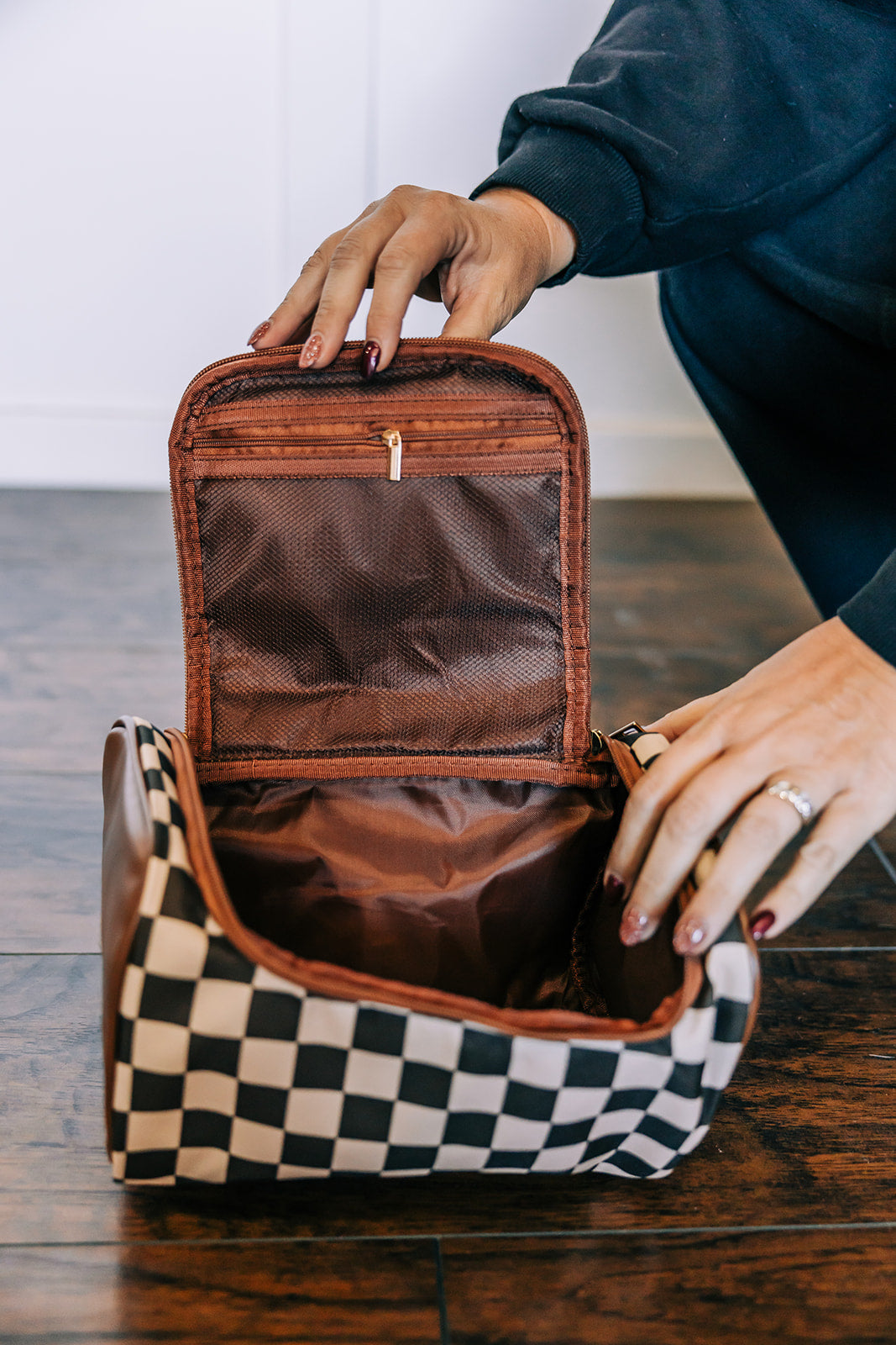 Checkered Makeup Bag