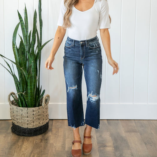 Judy Blue High-Waist Crop Wide Leg Denim