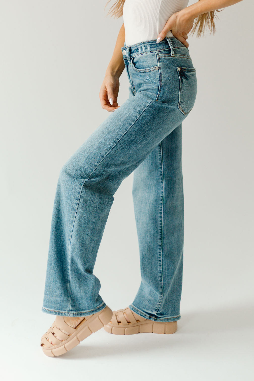 Judy Blue Vintage Wash Wide-Leg Denim