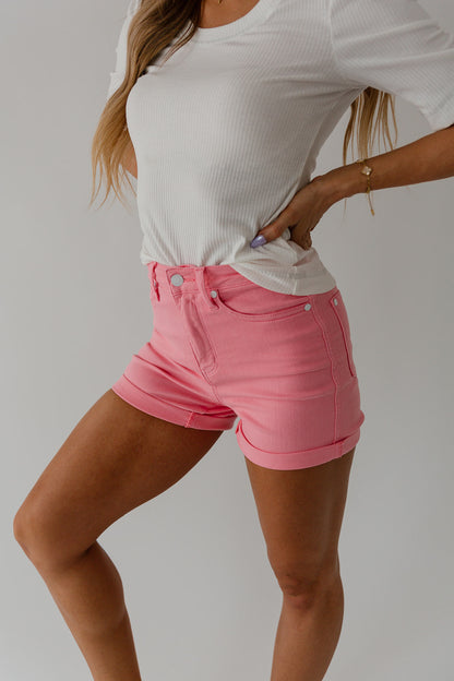 Judy Blue Tummy Control Pink Shorts