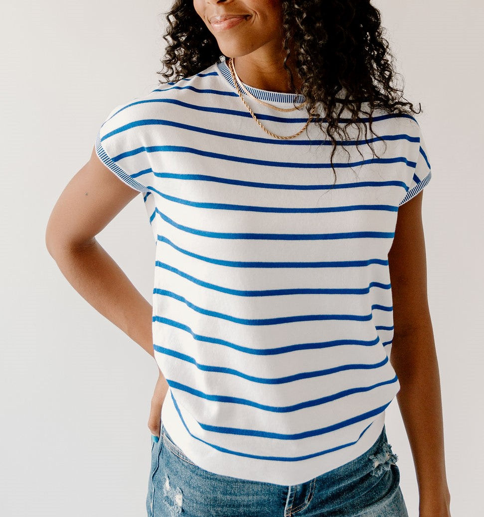 Allison Blue Striped Top