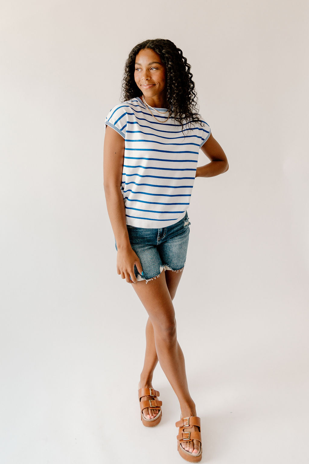 Allison Blue Striped Top