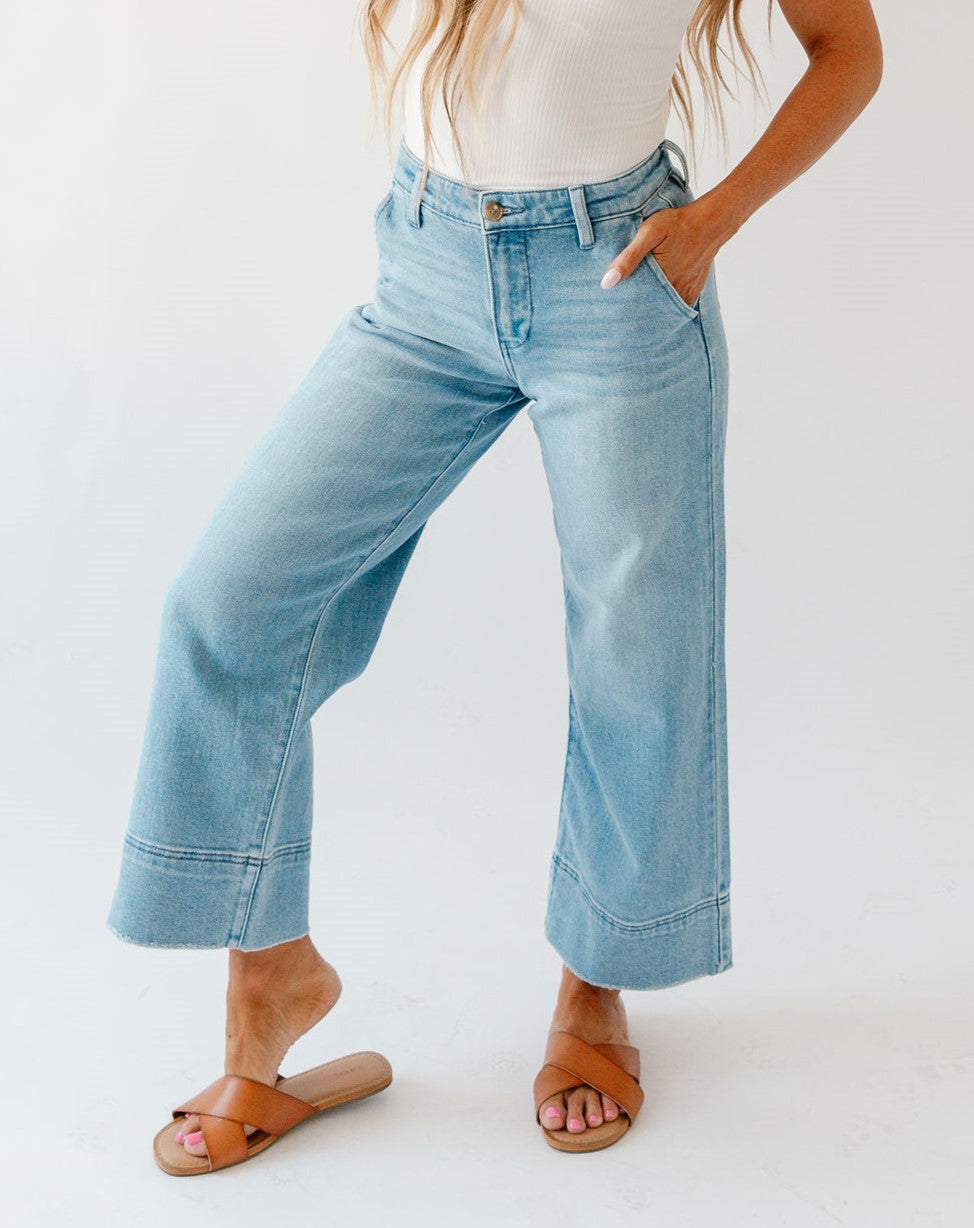 Kancan High-Rise Cropped Wide Leg Denim