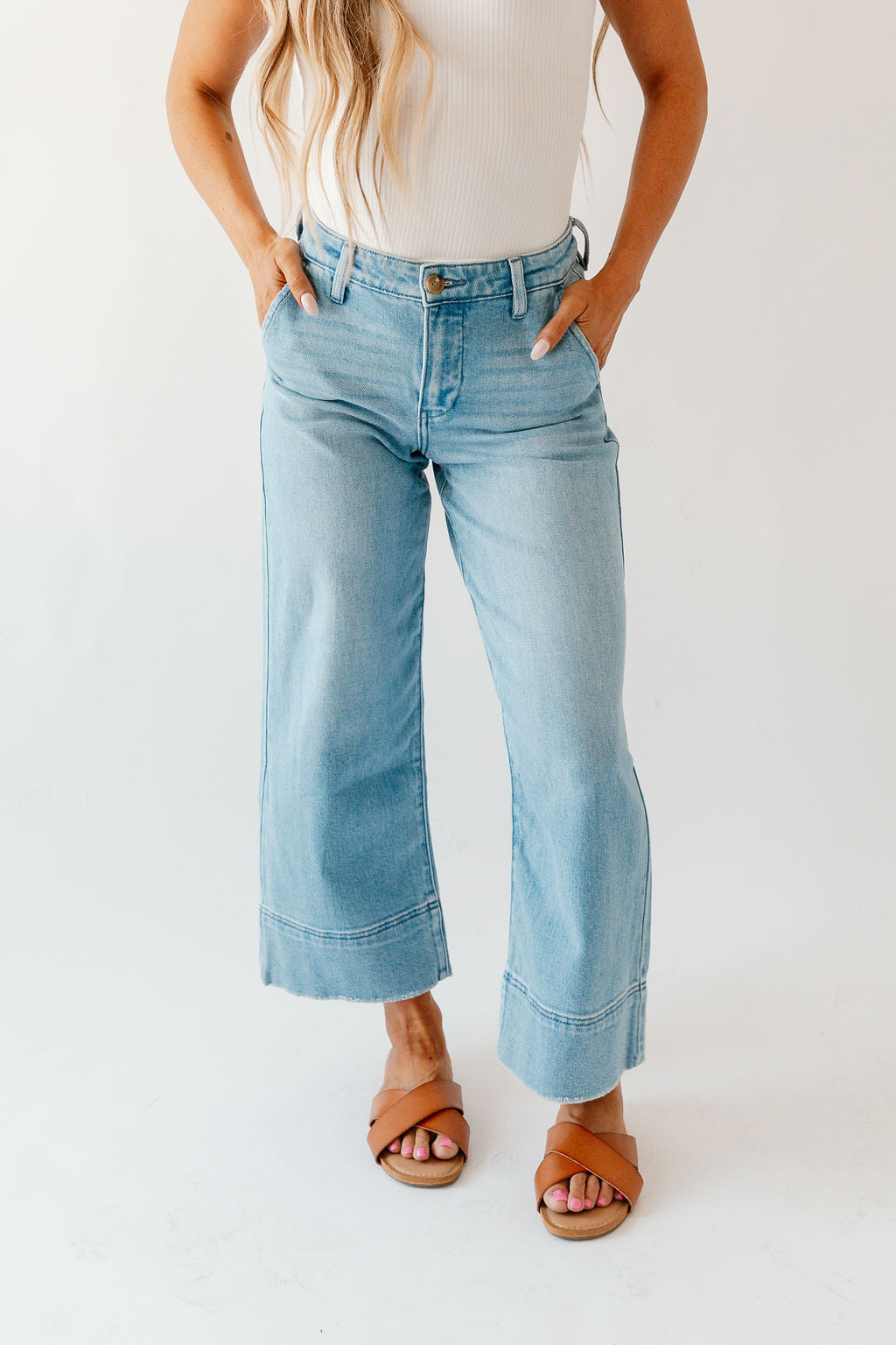 Kancan High-Rise Cropped Wide Leg Denim