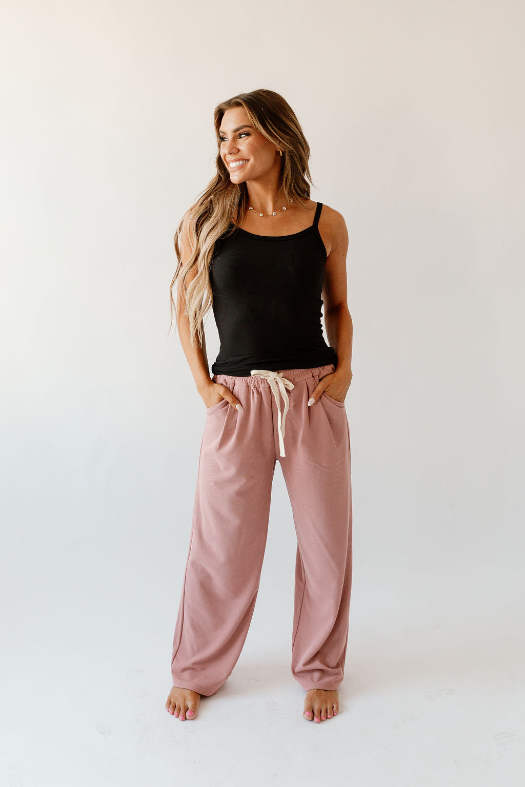 Kylie Rib-Knit Lounge Pants