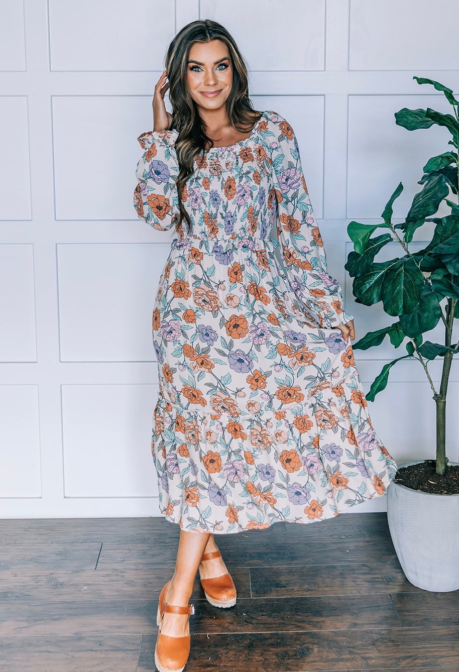Mariah Floral Midi Dress – Copper Lane Clothing
