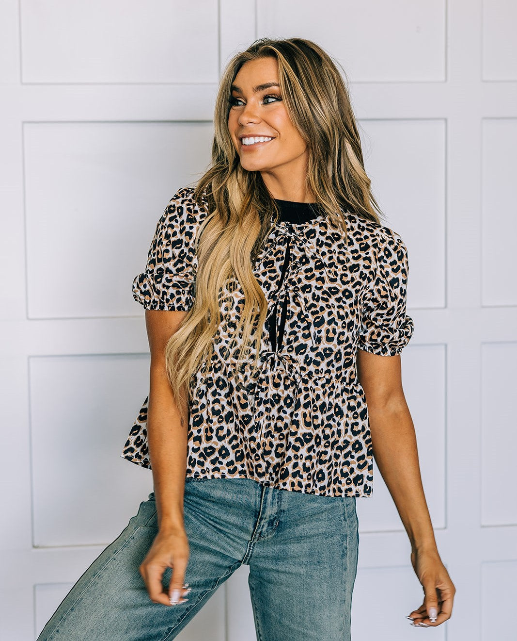 Brielle Leopard  Tie Top