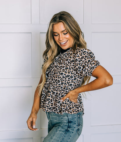 Brielle Leopard  Tie Top