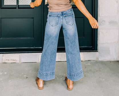 Kancan High-Rise Crop Wide-Leg Jeans