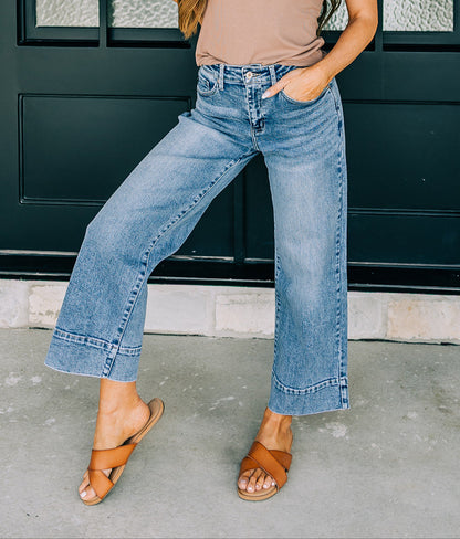 Kancan High-Rise Crop Wide-Leg Jeans