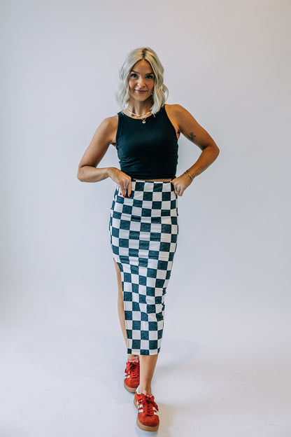 Kiki Checkered Midi Skirt