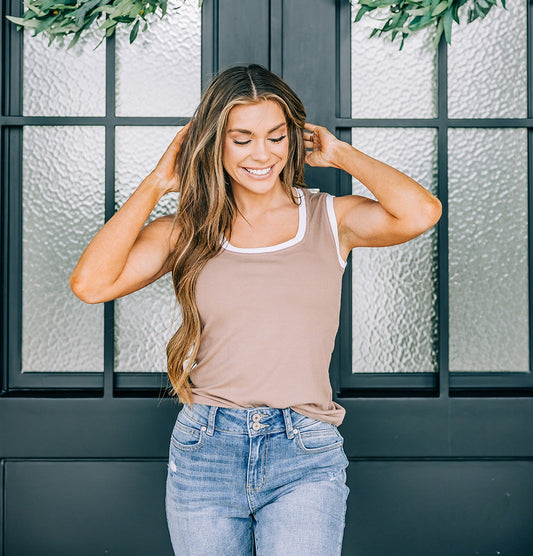 Claire Ribbed Colorblock Edge Tank Top