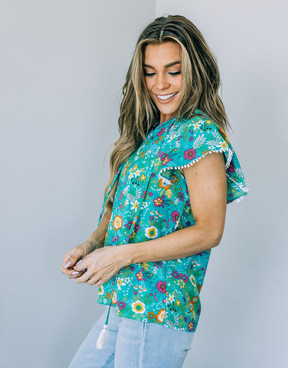 Emery Green Floral Top