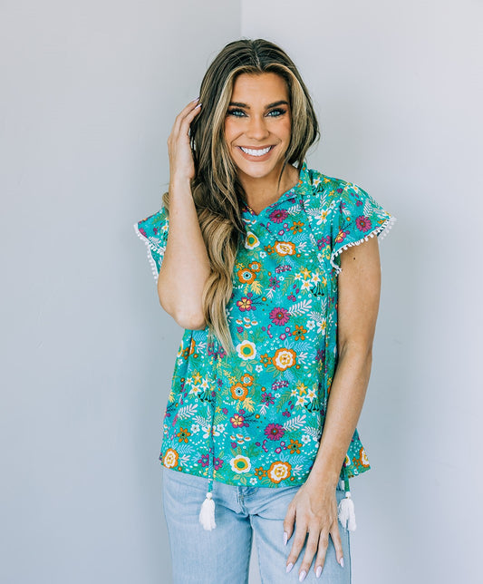 Emery Green Floral Top