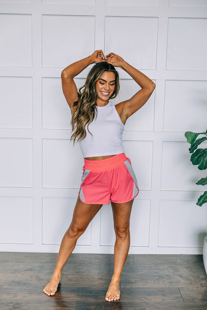 Pink Color-block Workout Shorts