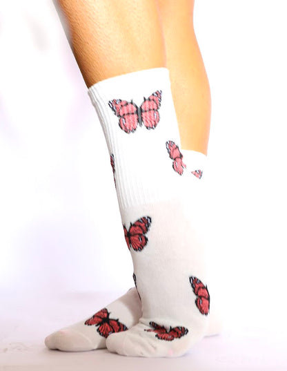 Embroidered Butterfly Socks