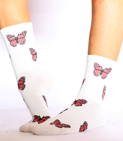 Embroidered Butterfly Socks