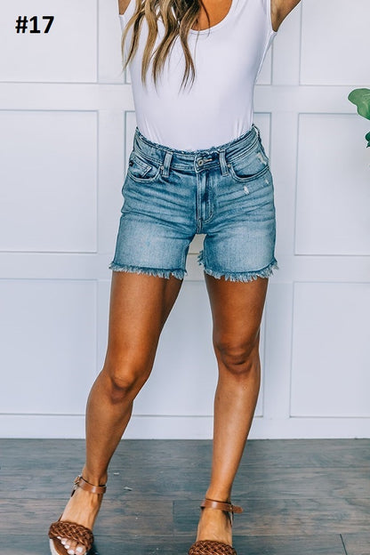 Kancan Mid-Length Frayed Shorts