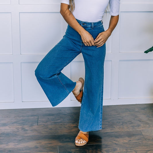 Light Denim Sullivan Wide Leg Crop