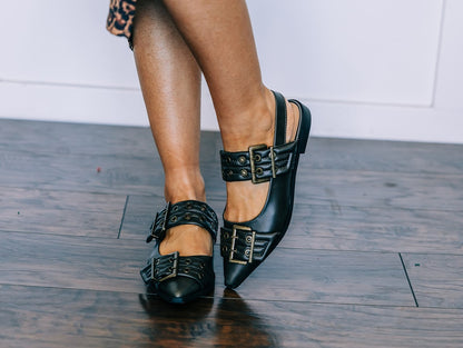 Dark Brown Buckle Flats