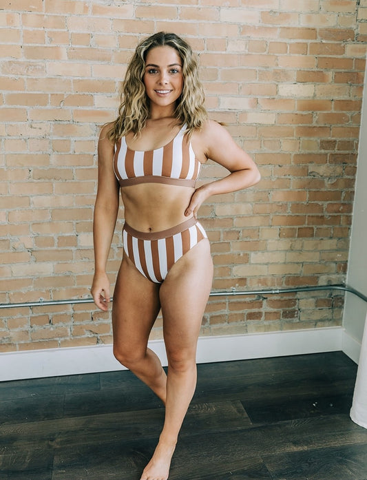 Tan Striped Bikini