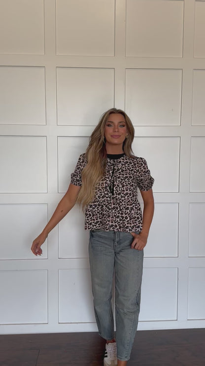 Brielle Leopard  Tie Top