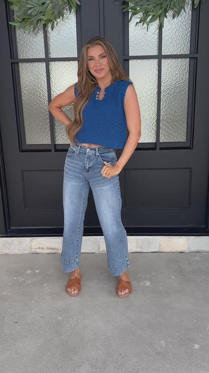 Kancan High-Rise Crop Wide-Leg Jeans